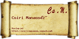 Csiri Manassé névjegykártya